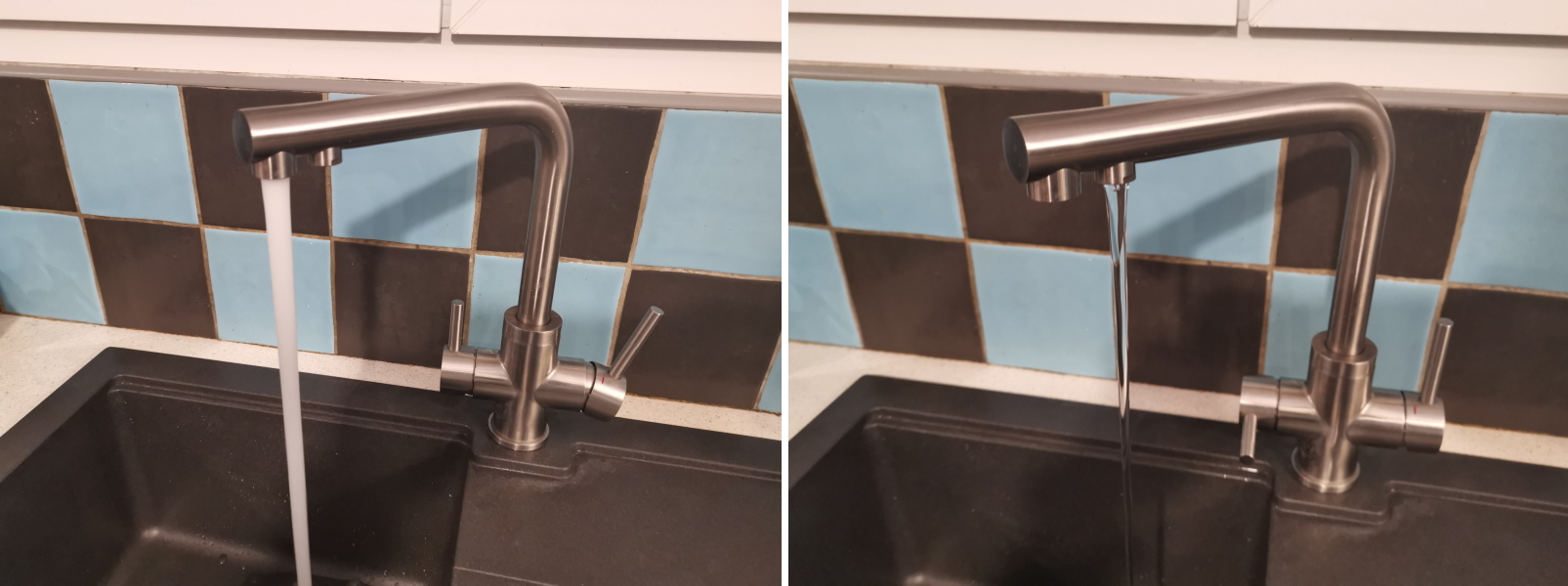 3-way kitchen tap installed